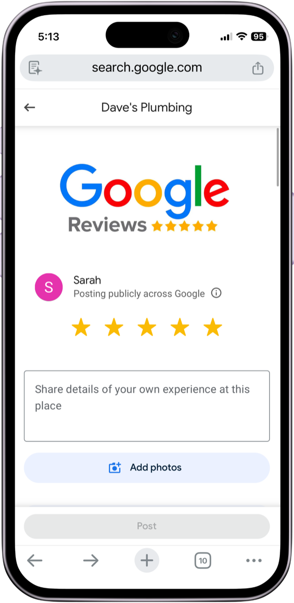 Google review page