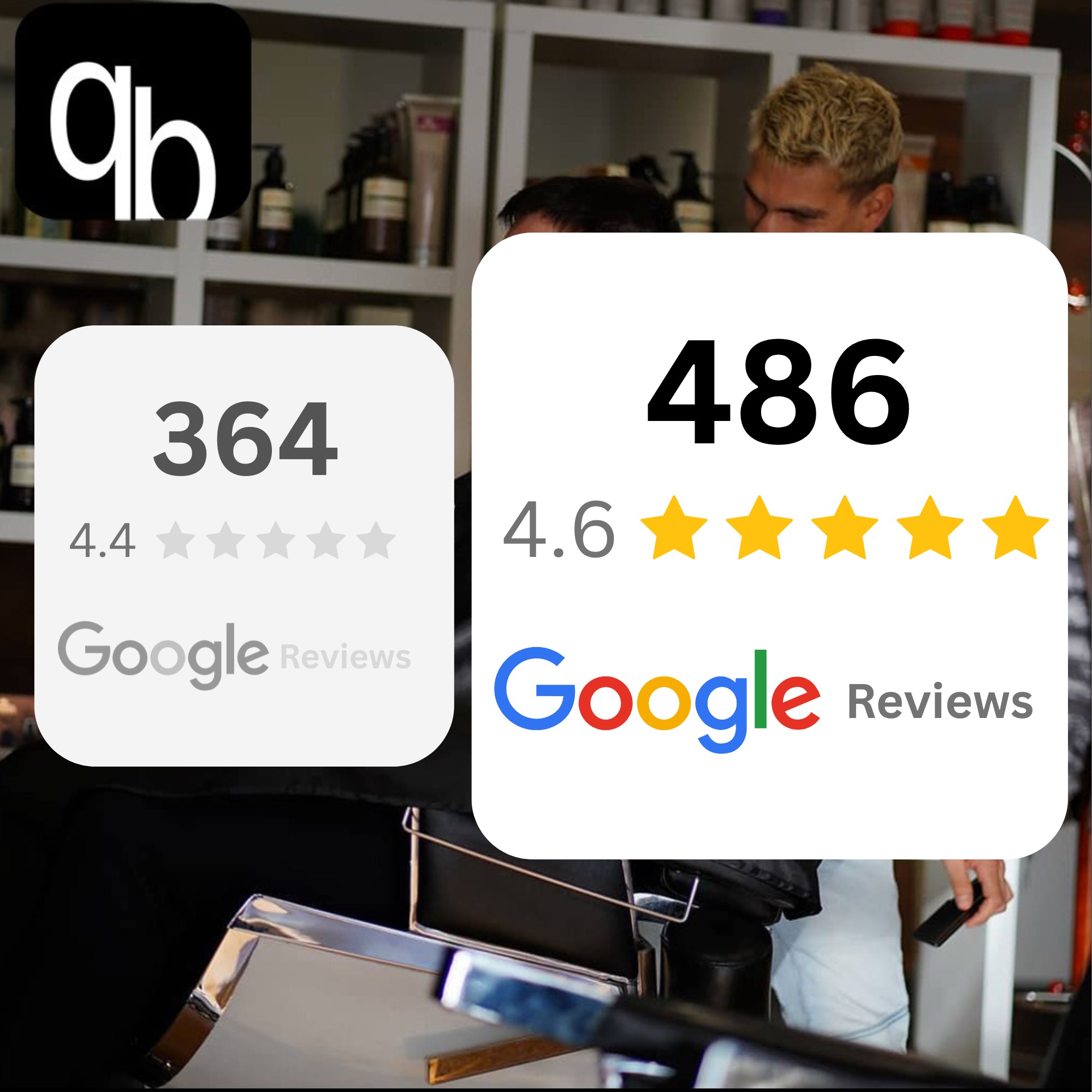 Business Google reviews growing from 364 to 486 with Review Catch