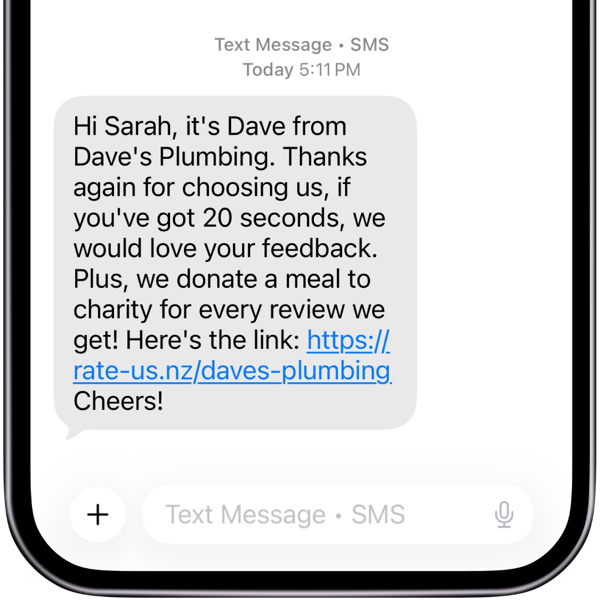 Text message example